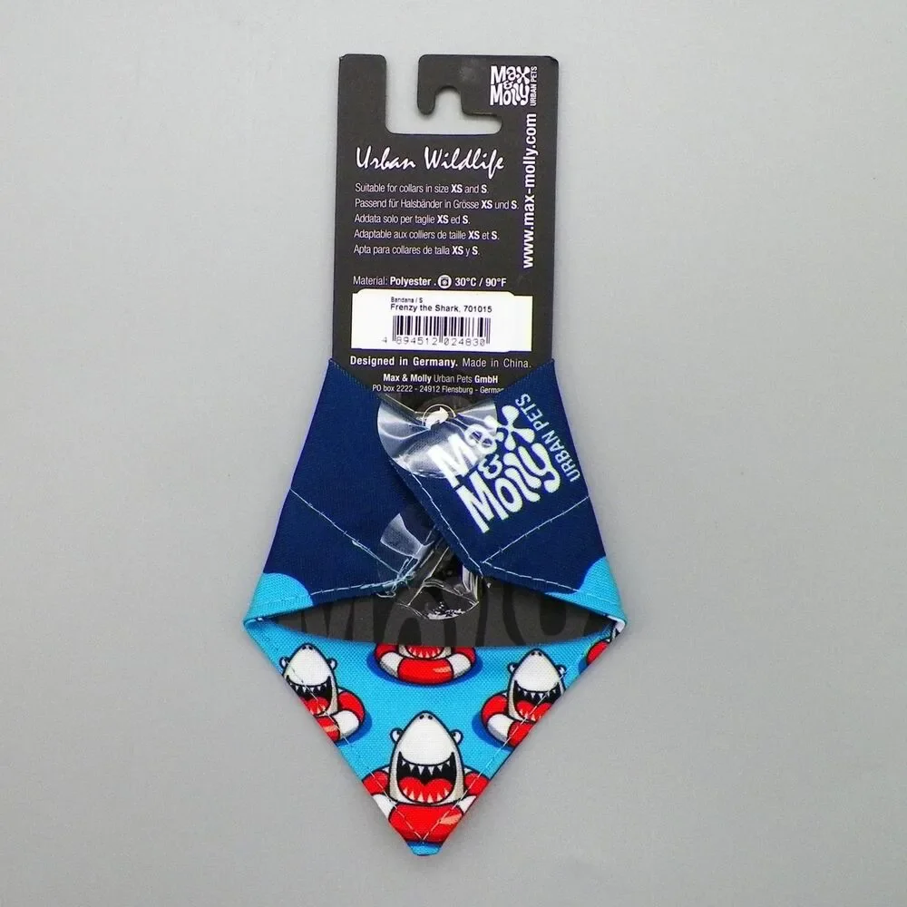 Max & Molly XS-S Urban Pets Bandana for Dogs Shark Frenzy Reversible over Collar